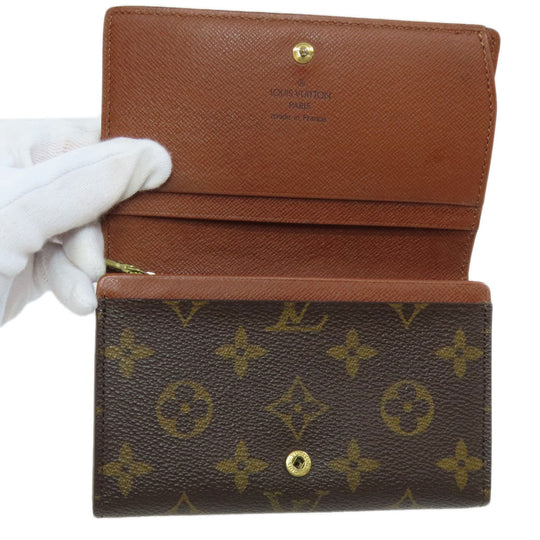LOUIS VUITTON Bifold Wallet M61730 Monogram canvas Brown Portonet Bie Tresol Women Used Authentic