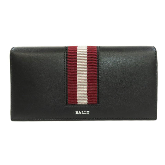 BALLY Long Wallet Purse leather black Barry Stripe mens Used Authentic