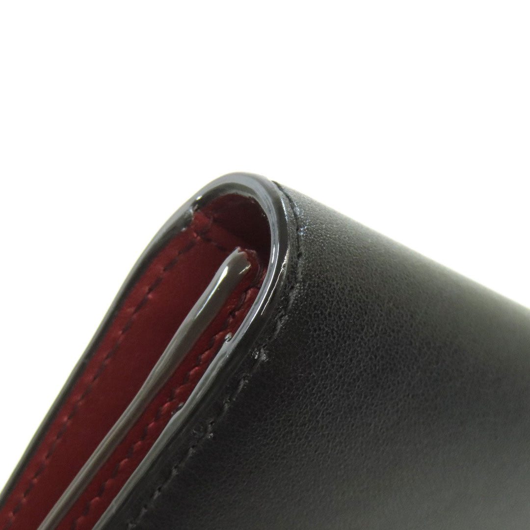 BALLY Long Wallet Purse leather black Barry Stripe mens Used Authentic