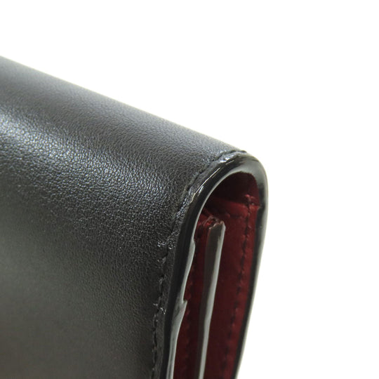 BALLY Long Wallet Purse leather black Barry Stripe mens Used Authentic