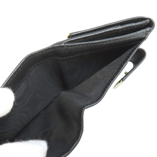 PRADA Bifold Wallet leather black Safiano logo Women Used Authentic