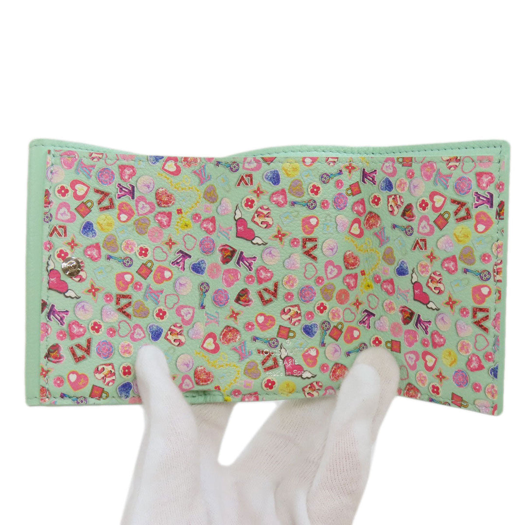 LOUIS VUITTON Bifold Wallet M81885 Calfskin green Portefeuille Rockmini Women Used Authentic