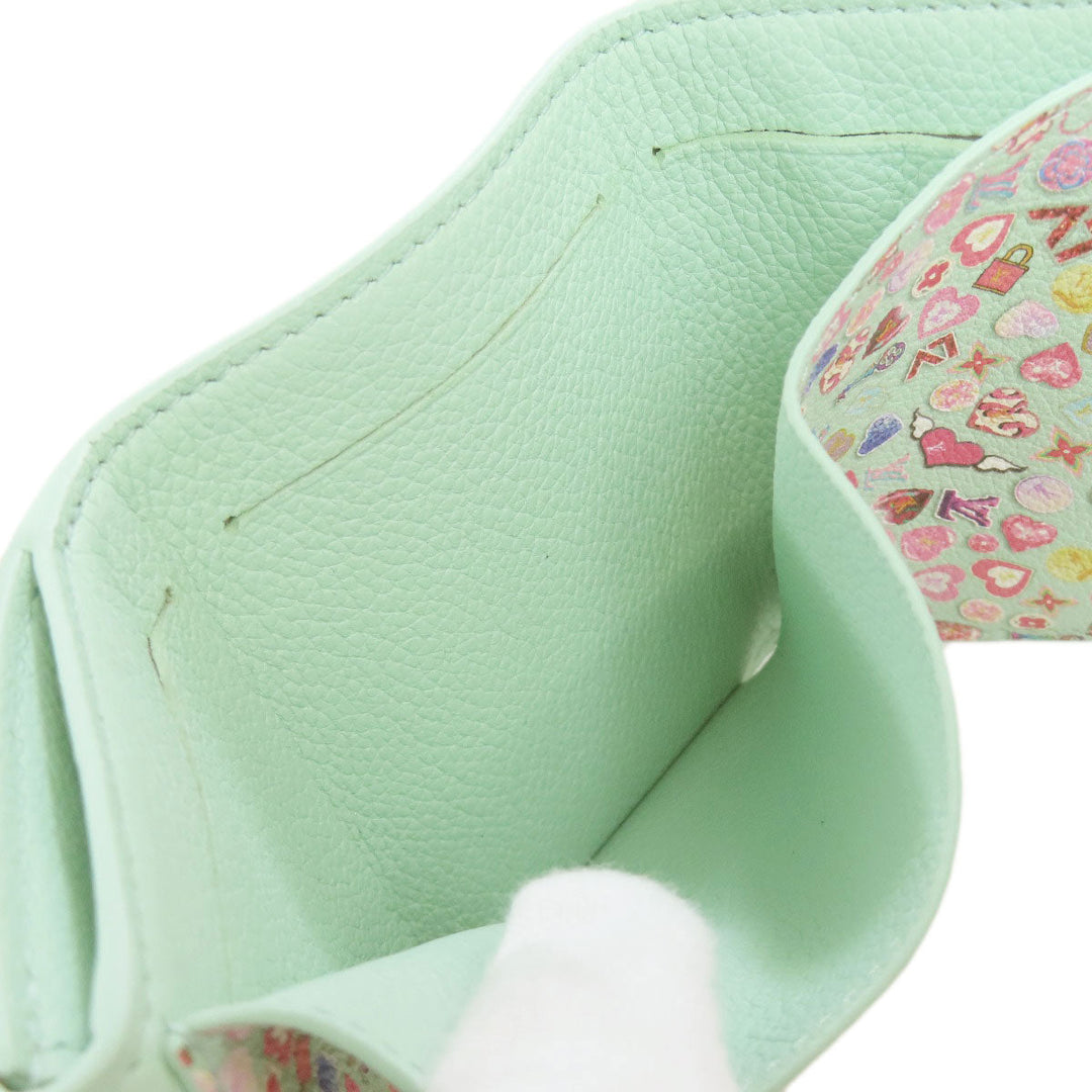 LOUIS VUITTON Bifold Wallet M81885 Calfskin green Portefeuille Rockmini Women Used Authentic