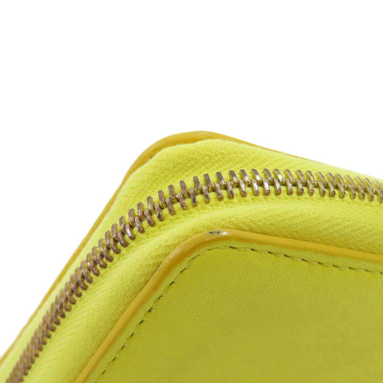 CELINE Coin case leather yellow logo Women Used Authentic