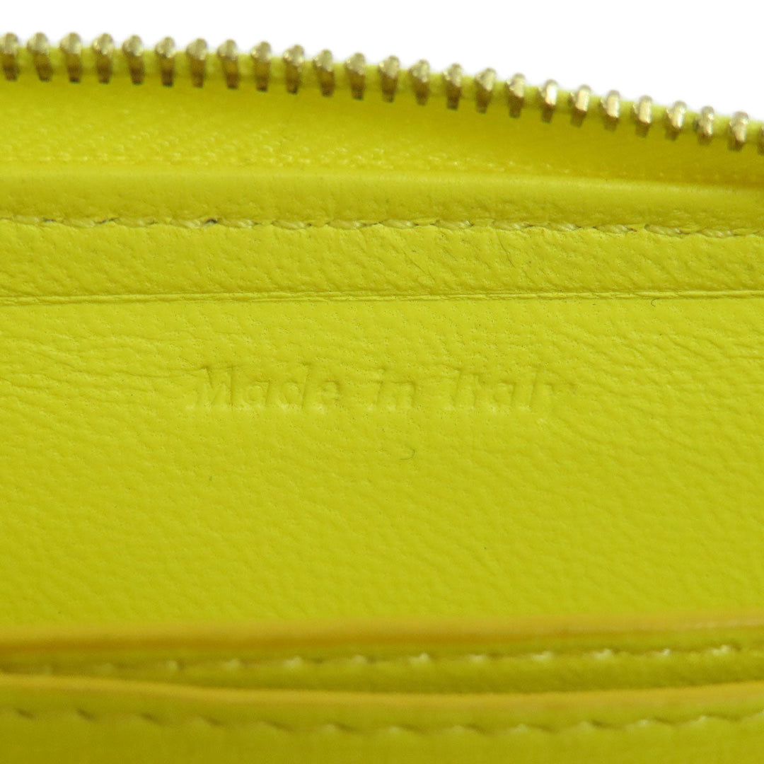 CELINE Coin case leather yellow logo Women Used Authentic