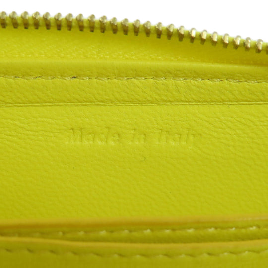 CELINE Coin case leather yellow logo Women Used Authentic