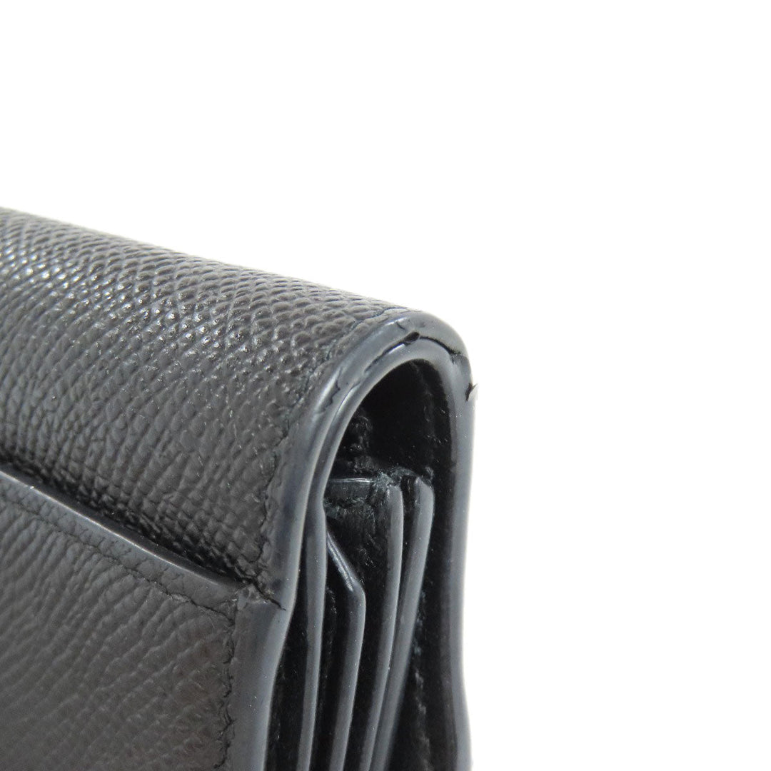 Christian Dior Bifold Wallet Calfskin black saddle lotus wallet Women Used Authentic