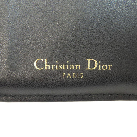 Christian Dior Bifold Wallet Calfskin black saddle lotus wallet Women Used Authentic