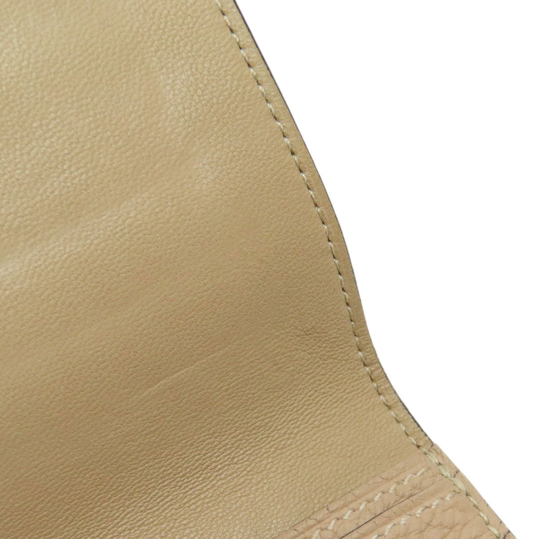 HERMES Long Wallet Purse Taurillon Clemence beige Dogon Long SilverMetal Women Used Authentic