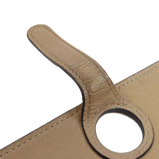 HERMES Long Wallet Purse Taurillon Clemence beige Dogon Long SilverMetal Women Used Authentic