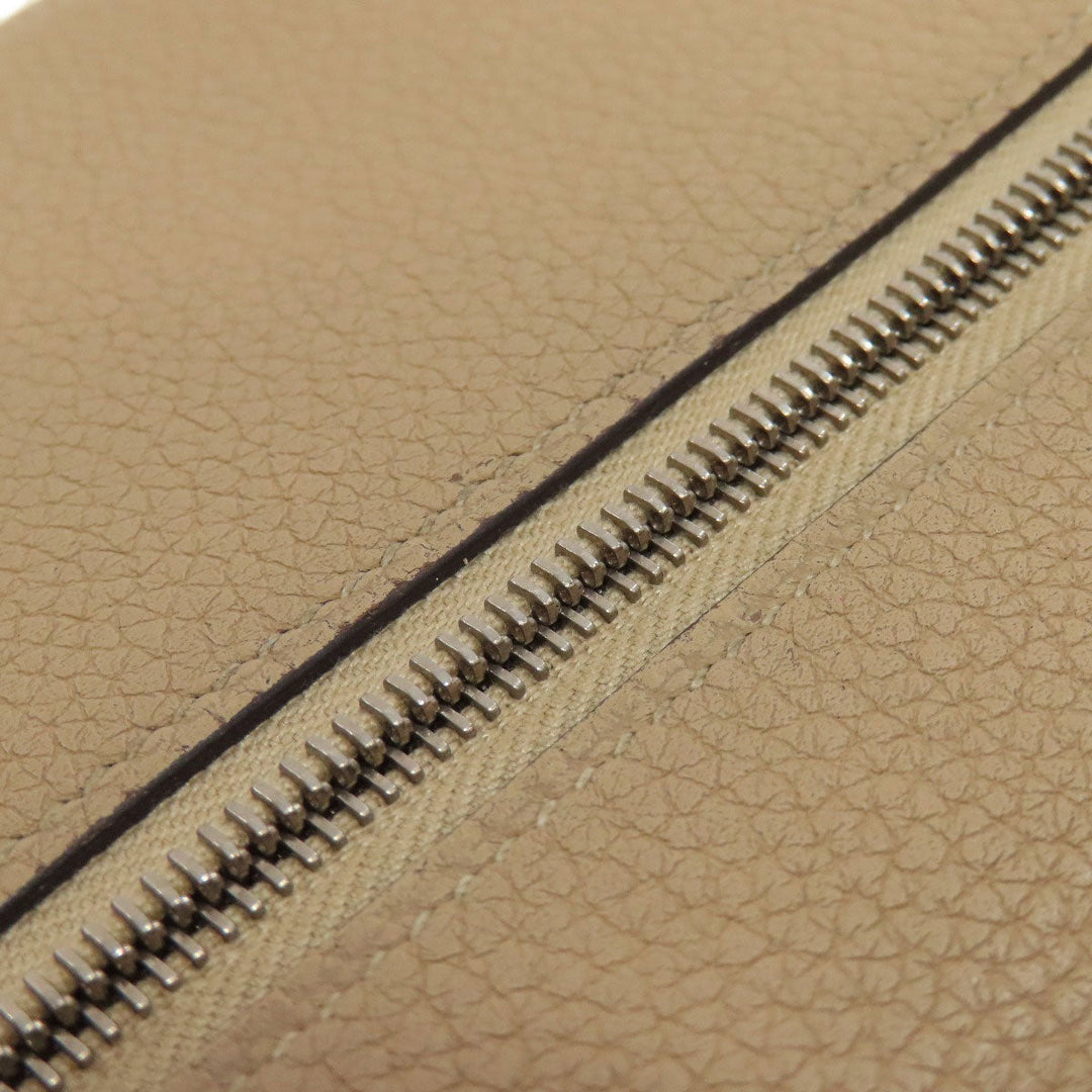 HERMES Long Wallet Purse Taurillon Clemence beige Dogon Long SilverMetal Women Used Authentic