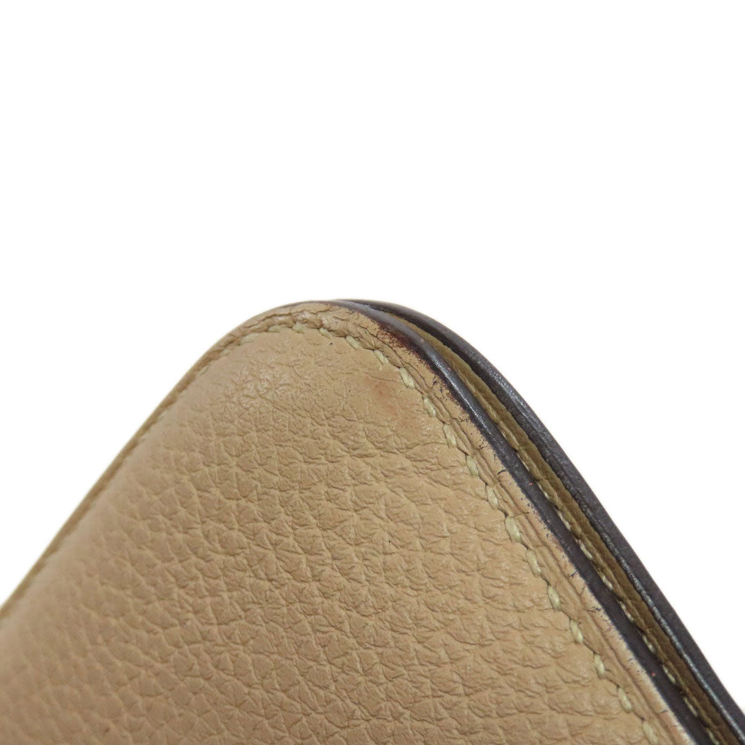 HERMES Long Wallet Purse Taurillon Clemence beige Dogon Long SilverMetal Women Used Authentic