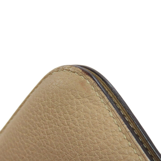 HERMES Long Wallet Purse Taurillon Clemence beige Dogon Long SilverMetal Women Used Authentic