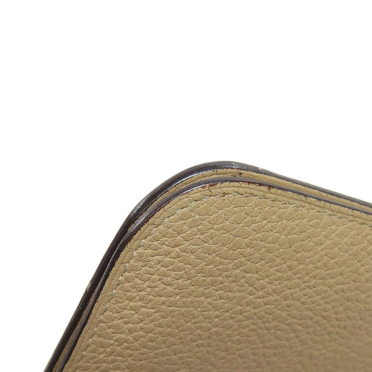 HERMES Long Wallet Purse Taurillon Clemence beige Dogon Long SilverMetal Women Used Authentic