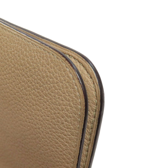 HERMES Long Wallet Purse Taurillon Clemence beige Dogon Long SilverMetal Women Used Authentic