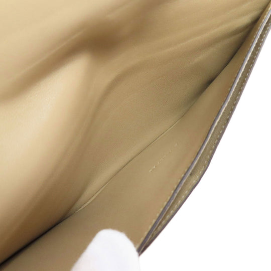 HERMES Long Wallet Purse Taurillon Clemence beige Dogon Long SilverMetal Women Used Authentic