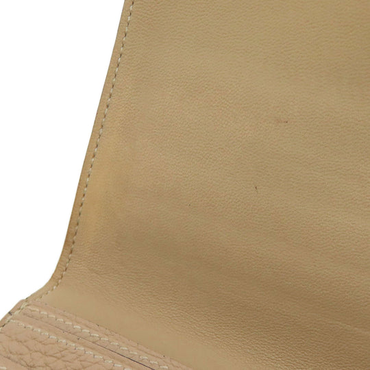 HERMES Long Wallet Purse Taurillon Clemence beige Dogon Long SilverMetal Women Used Authentic