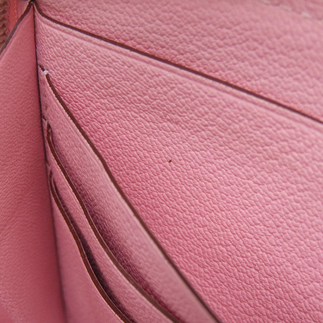 HERMES Long Wallet Purse Swift pink Azap Classic SilverMetal
