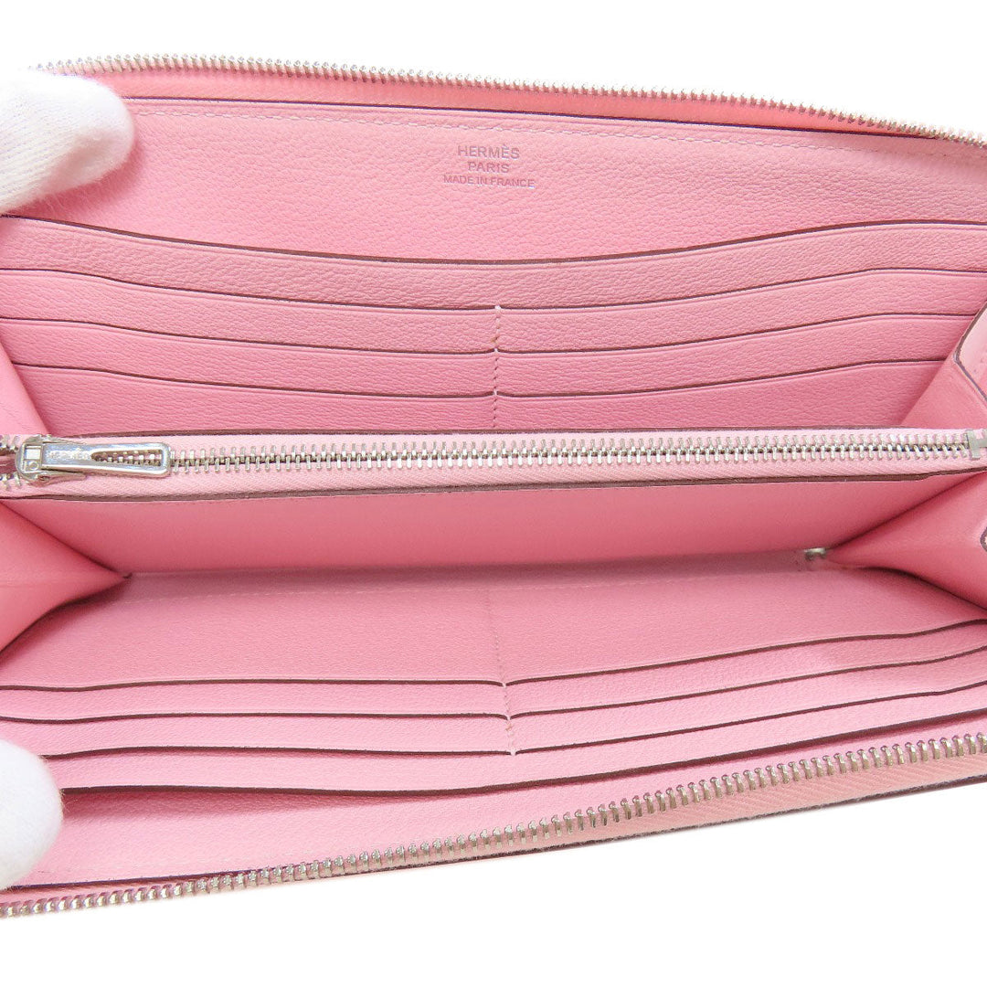 HERMES Long Wallet Purse Swift pink Azap Classic SilverMetal