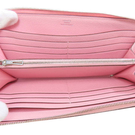 HERMES Long Wallet Purse Swift pink Azap Classic SilverMetal