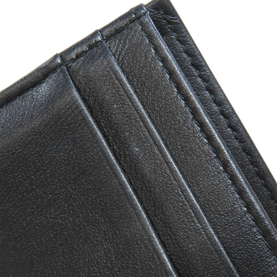 CHANEL Bifold Wallet Caviar skin black Tri-fold Wallet COCO Mark Silver Metal Women Used Authentic