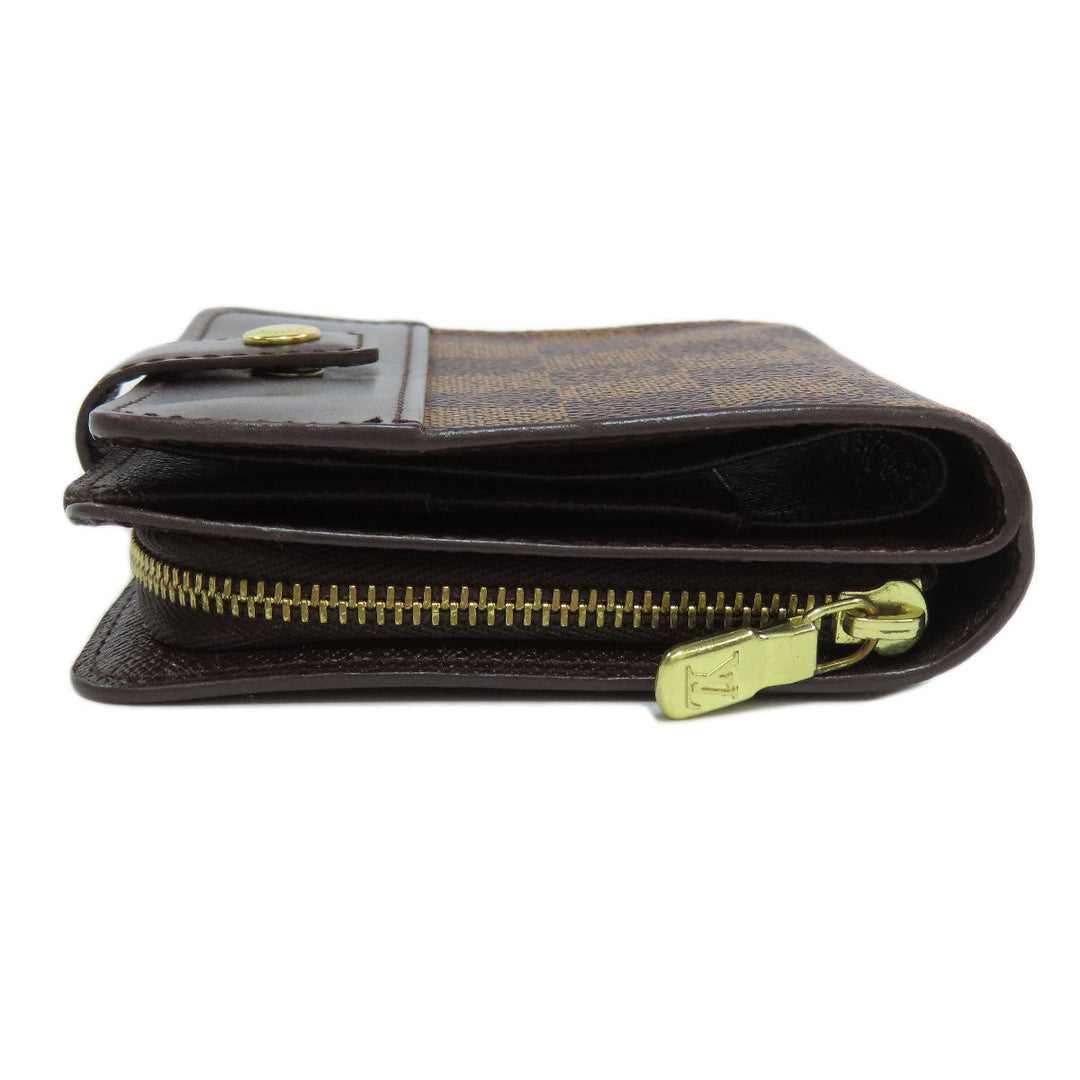 LOUIS VUITTON Bifold Wallet M61668 Monogram canvas Brown Compact zip Women Used Authentic