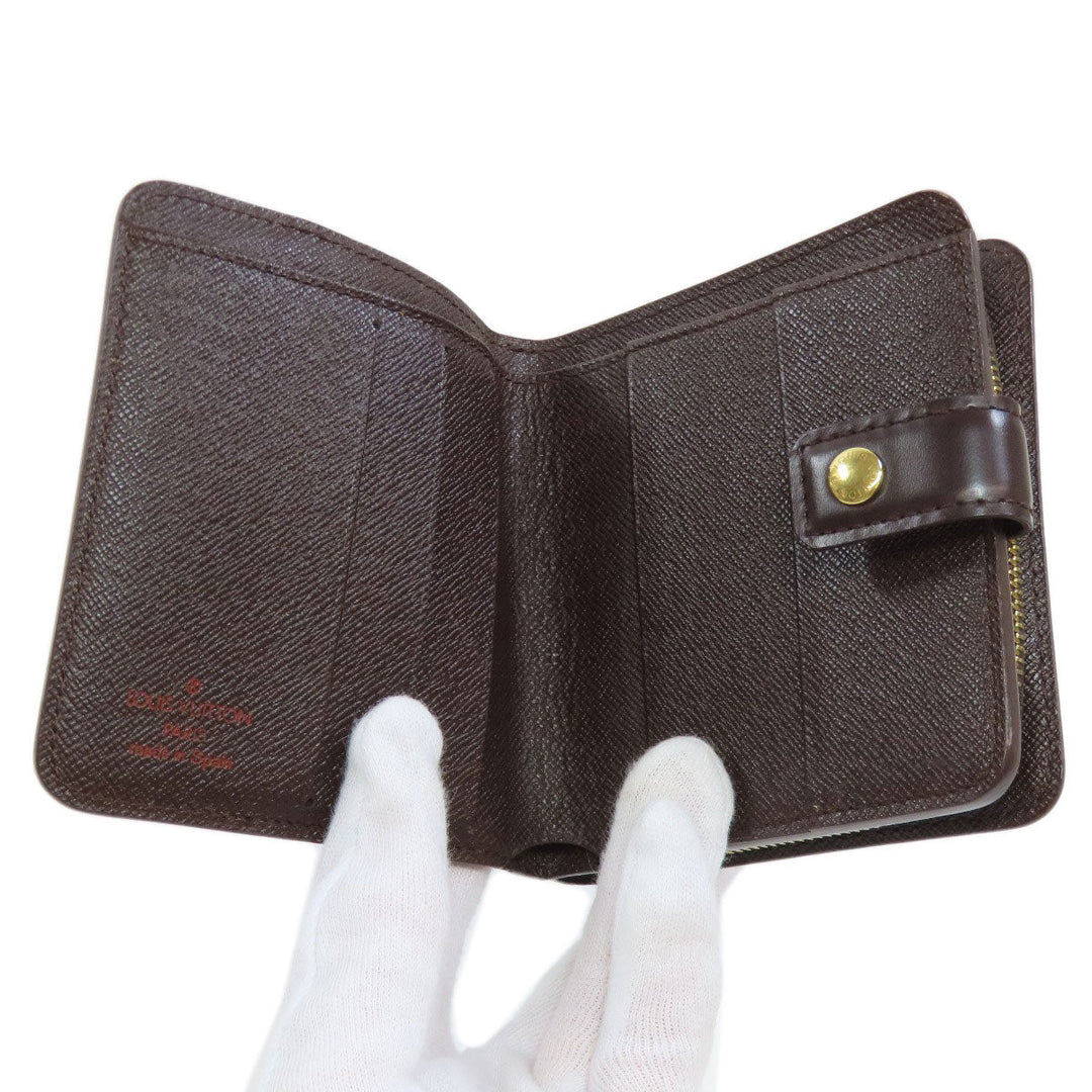 LOUIS VUITTON Bifold Wallet M61668 Monogram canvas Brown Compact zip Women Used Authentic