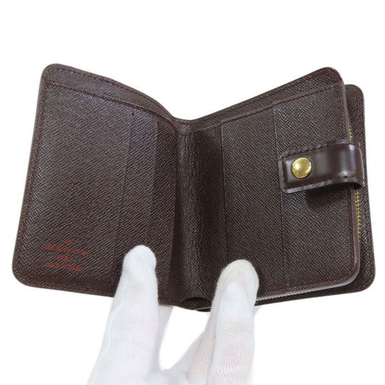 LOUIS VUITTON Bifold Wallet M61668 Monogram canvas Brown Compact zip Women Used Authentic