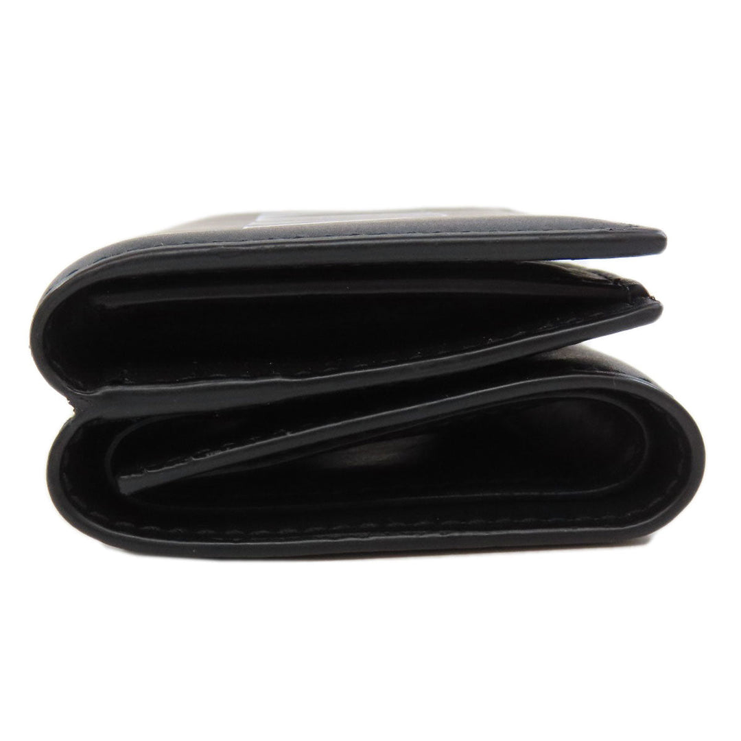 Valentino Bifold Wallet leather black logo Tri-fold Wallet Women Used Authentic