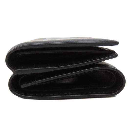 Valentino Bifold Wallet leather black logo Tri-fold Wallet Women Used Authentic