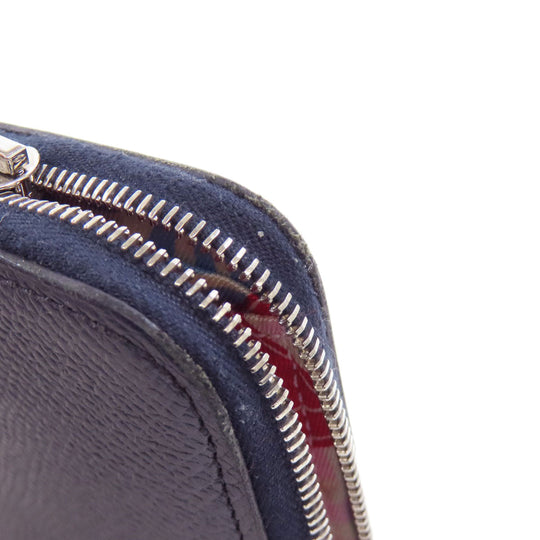 HERMES Long Wallet Purse Epsom Navy Azap Silk In Long Blue Indigo Women Used Authentic