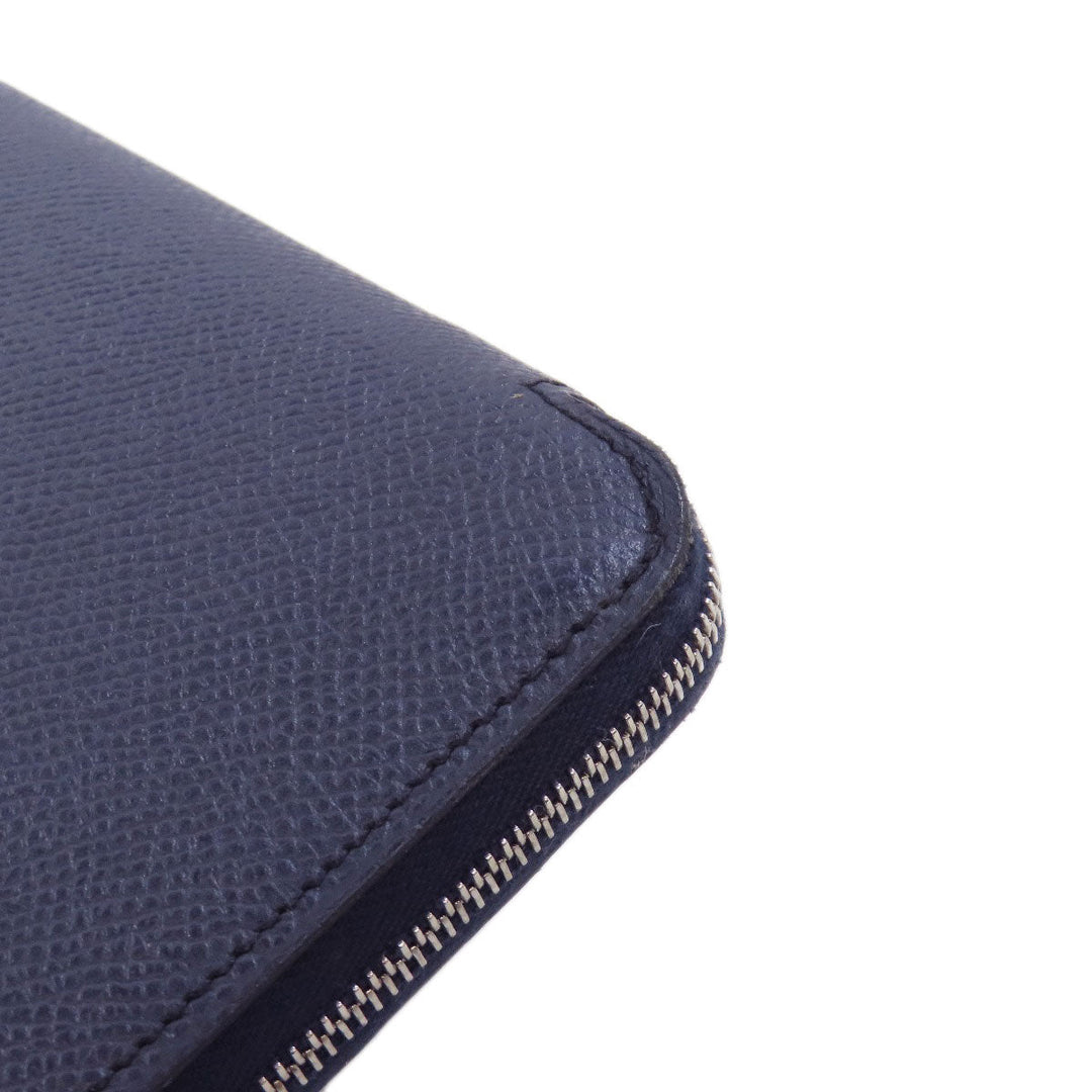 HERMES Long Wallet Purse Epsom Navy Azap Silk In Long Blue Indigo Women Used Authentic