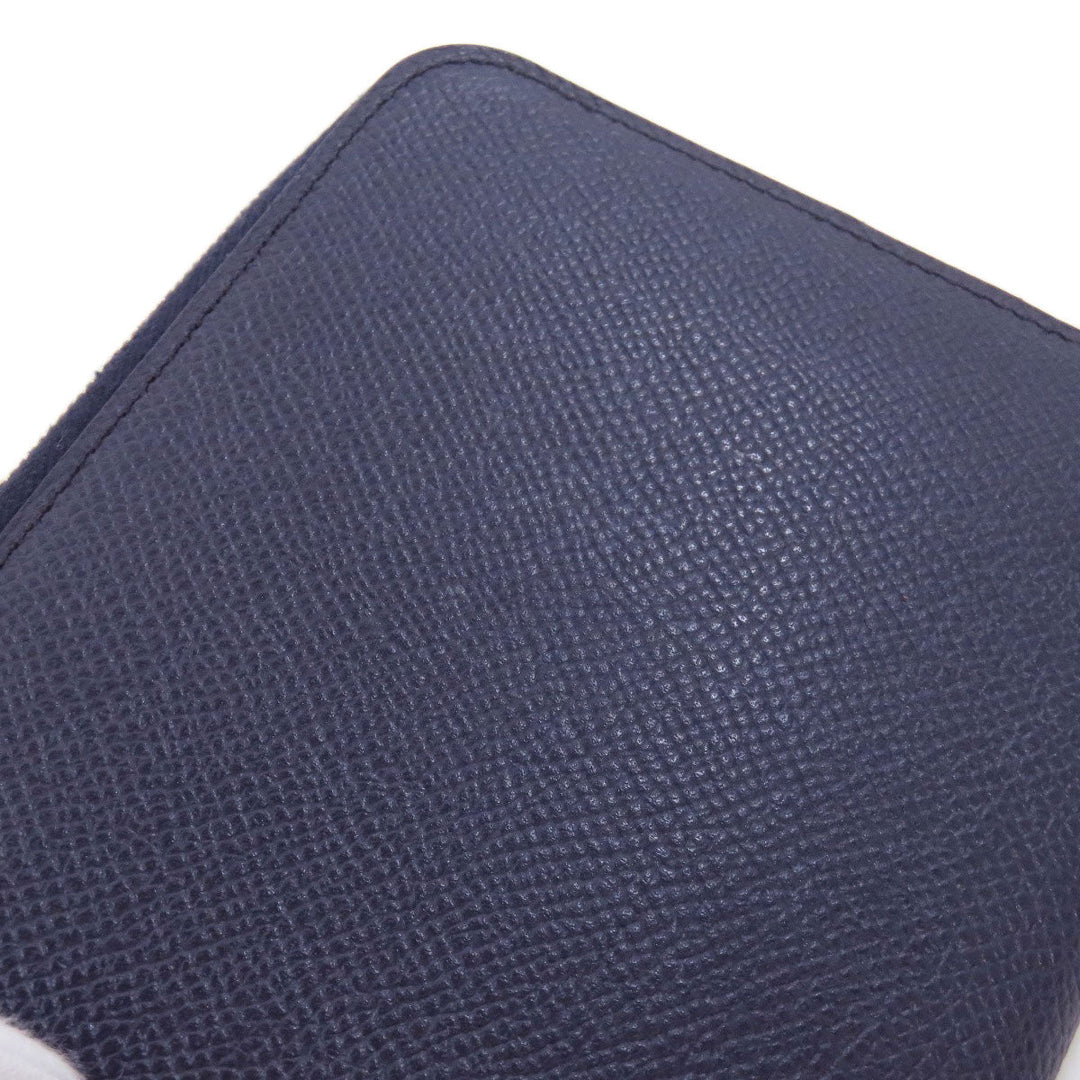 HERMES Long Wallet Purse Epsom Navy Azap Silk In Long Blue Indigo Women Used Authentic