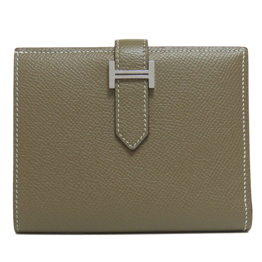 HERMES Bifold Wallet Epsom beige Bearn Compact SilverMetal