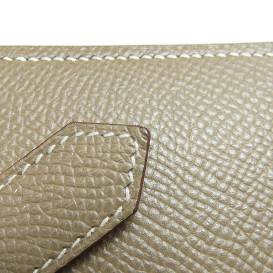 HERMES Bifold Wallet Epsom beige Bearn Compact SilverMetal