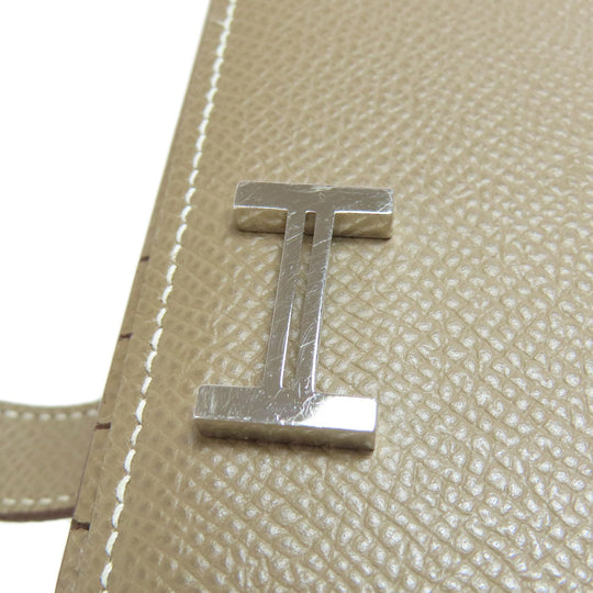 HERMES Bifold Wallet Epsom beige Bearn Compact SilverMetal