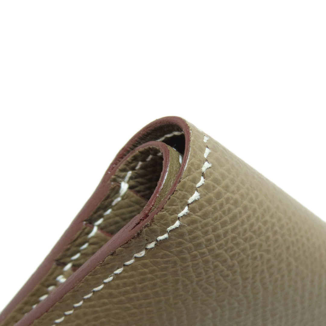 HERMES Bifold Wallet Epsom beige Bearn Compact SilverMetal
