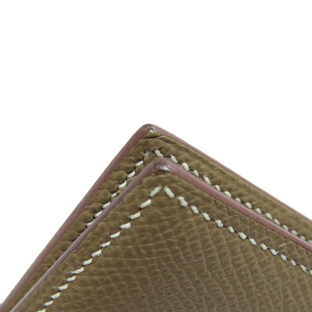 HERMES Bifold Wallet Epsom beige Bearn Compact SilverMetal