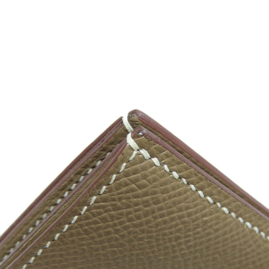 HERMES Bifold Wallet Epsom beige Bearn Compact SilverMetal