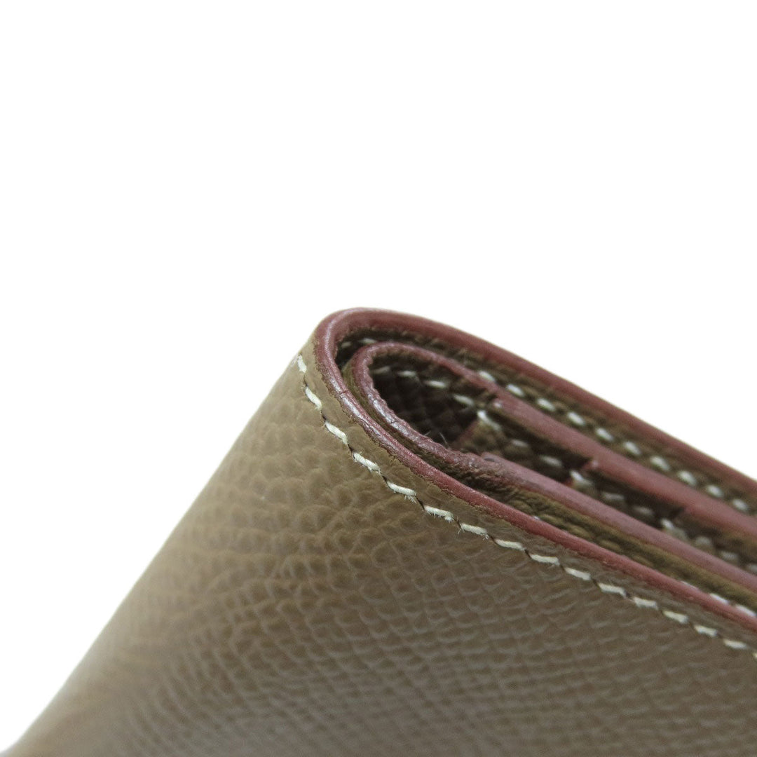 HERMES Bifold Wallet Epsom beige Bearn Compact SilverMetal