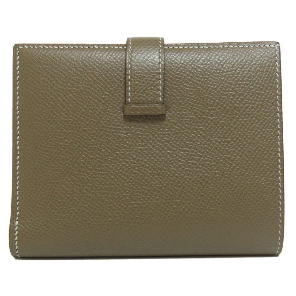HERMES Bifold Wallet Epsom beige Bearn Compact SilverMetal