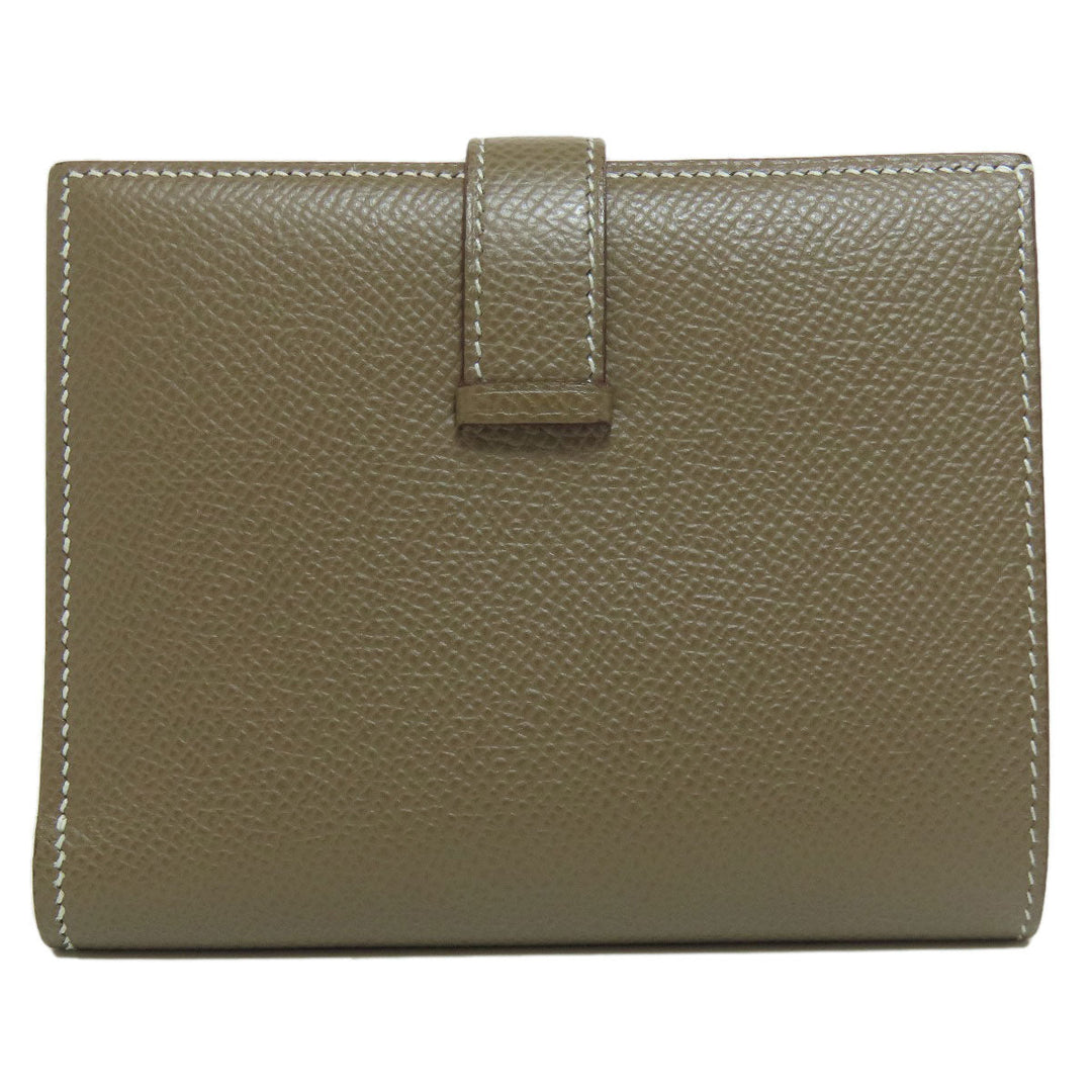 HERMES Bifold Wallet Epsom beige Bearn Compact SilverMetal