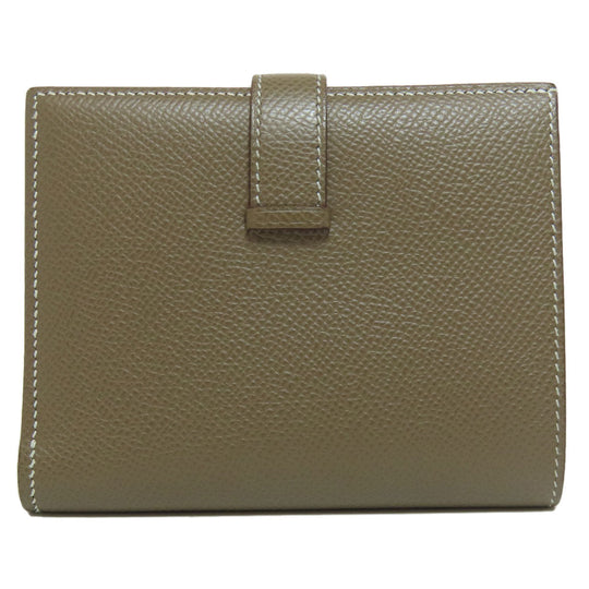 HERMES Bifold Wallet Epsom beige Bearn Compact SilverMetal