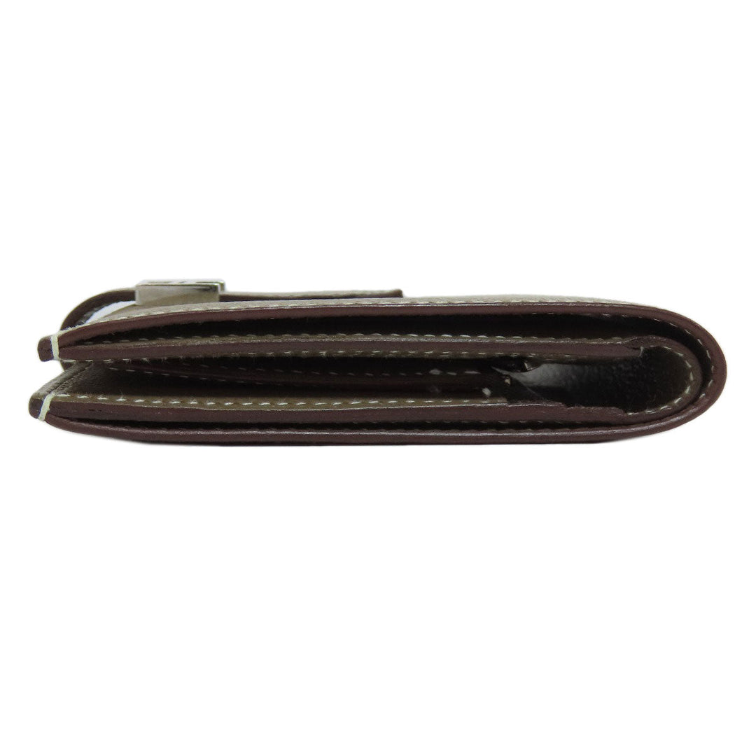 HERMES Bifold Wallet Epsom beige Bearn Compact SilverMetal