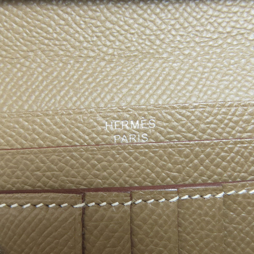 HERMES Bifold Wallet Epsom beige Bearn Compact SilverMetal
