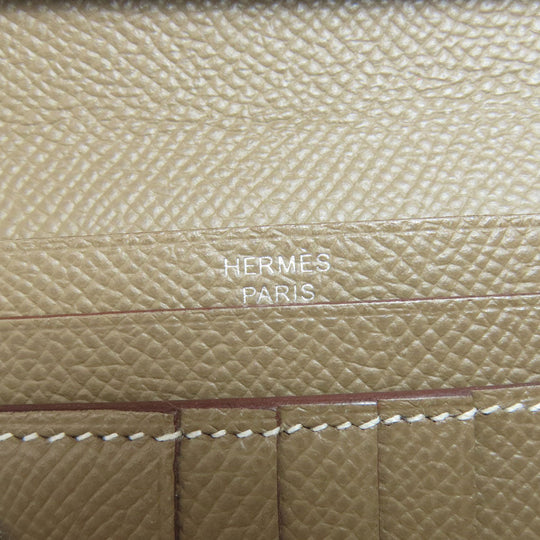 HERMES Bifold Wallet Epsom beige Bearn Compact SilverMetal