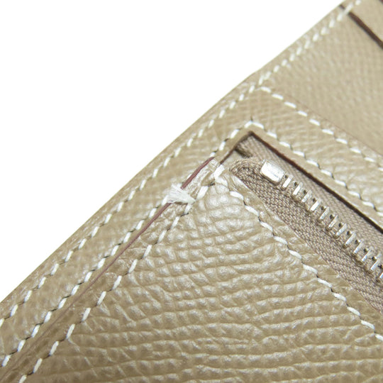 HERMES Bifold Wallet Epsom beige Bearn Compact SilverMetal