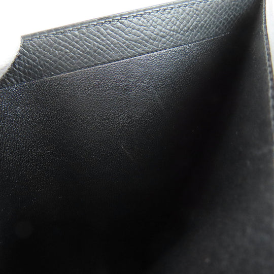 HERMES Bifold Wallet Epsom black Bearn Compact SilverMetal Women Used Authentic