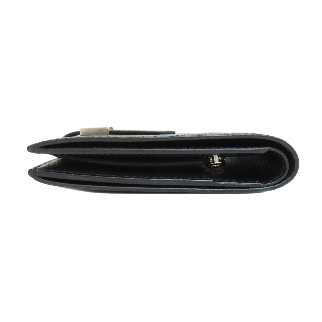 HERMES Bifold Wallet Epsom black Bearn Compact SilverMetal Women Used Authentic
