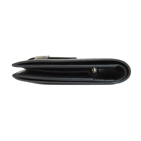 HERMES Bifold Wallet Epsom black Bearn Compact SilverMetal Women Used Authentic